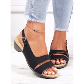 Solid Color Vintage Casual Chunky Heel Sandals