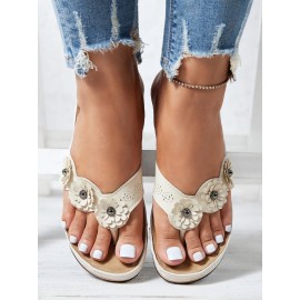 Vintage Floral Casual Wedge Flip-Flops