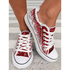 Casual Ombre Wearable Lace-Up Flat Heel Canvas Printing