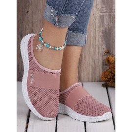 Casual Plain Breathable Slip On Flat Heel Fly Woven Shoes Split Joint