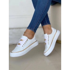 Chain Decor Lace-up Casual Skate Shoes